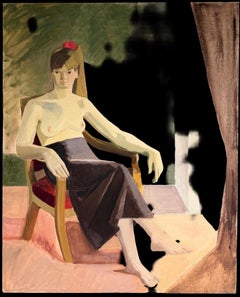 1950's French Atmospheric Moody Portrait Nude Lady Artists Model Interior Room