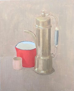 Peinture à l'huile moderniste française du 20e siècle Nature morte à la cafetière et à la tasse