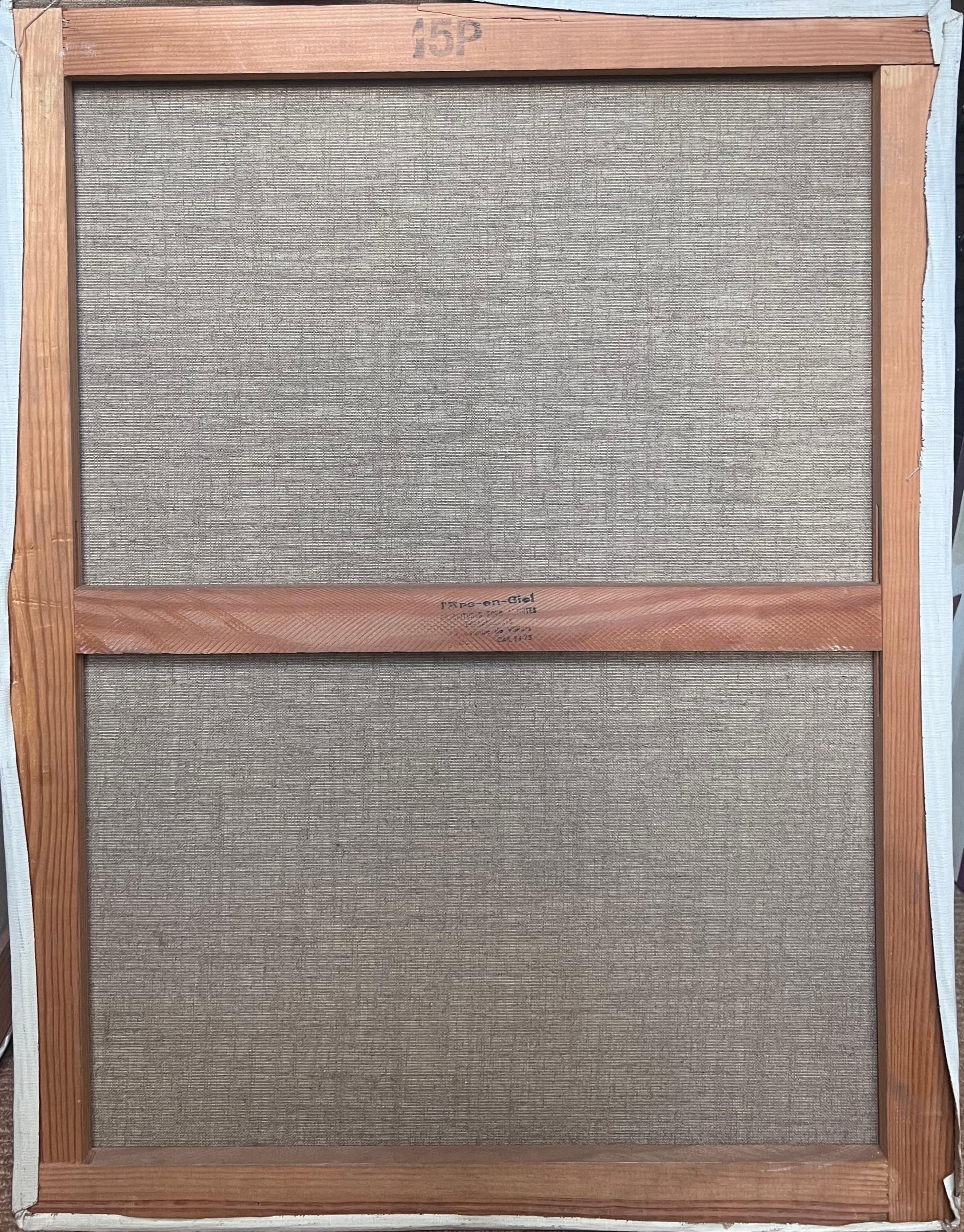 20. Jahrhundert Französisch Modernist Ölgemälde Kubistische Figur Grau Schwarz und Blau im Angebot 2