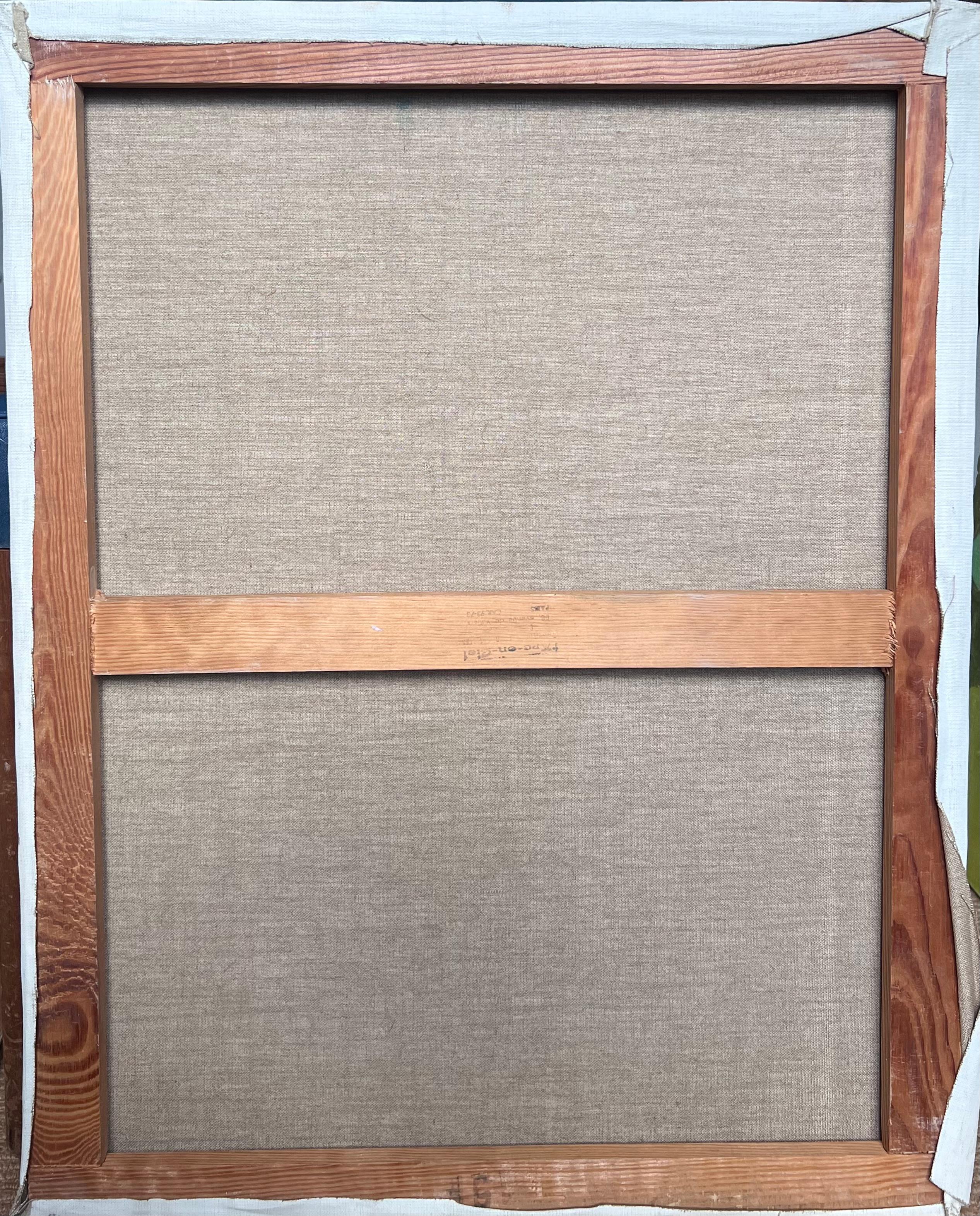 Peinture à l'huile moderniste fran�çaise du 20e siècle Intérieur Salon Bureau Bureau et Chaise en vente 2