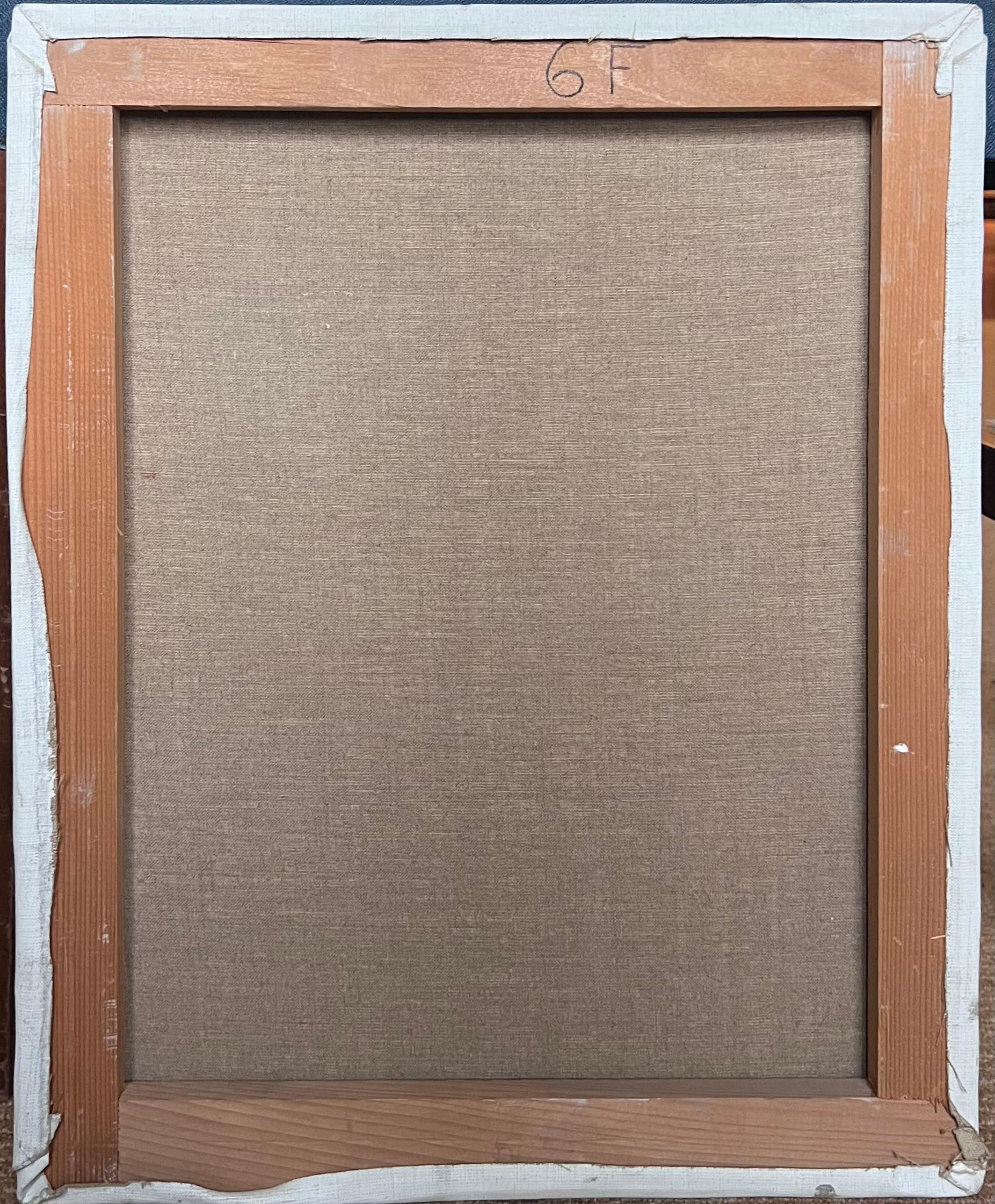 20. Jahrhundert Französisch Modernist Ölgemälde Porträt Frau in Kopftuch (Kubismus), Painting, von Laure Noetzin-Azam (French 1929-2024)