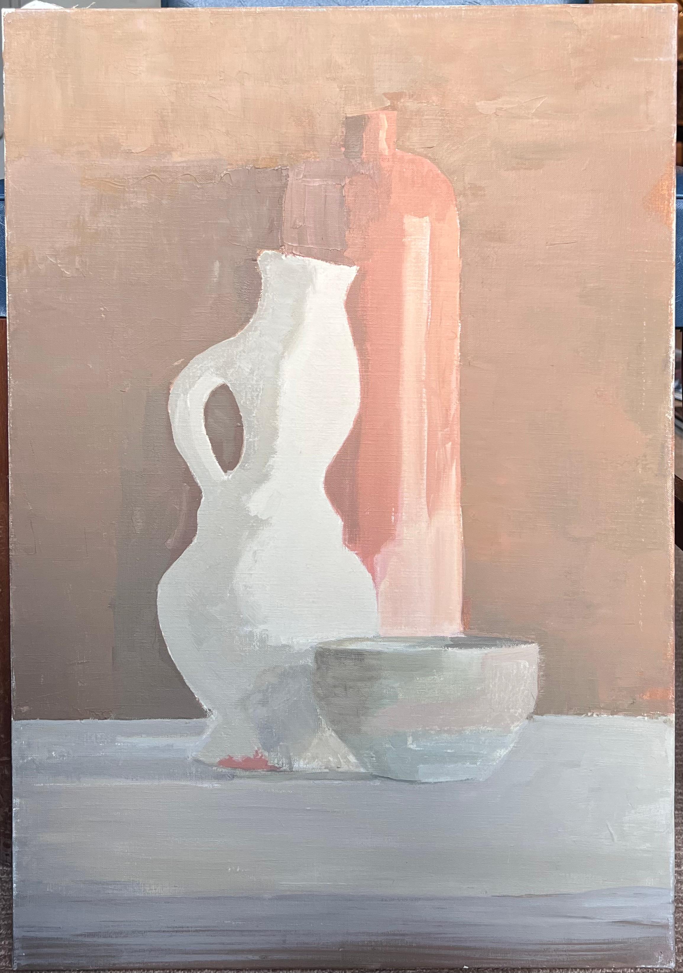 Peinture à l'huile moderniste française du 20e siècle Nature morte Vases et bol - Painting de Laure Noetzin-Azam (French 1929-2024)