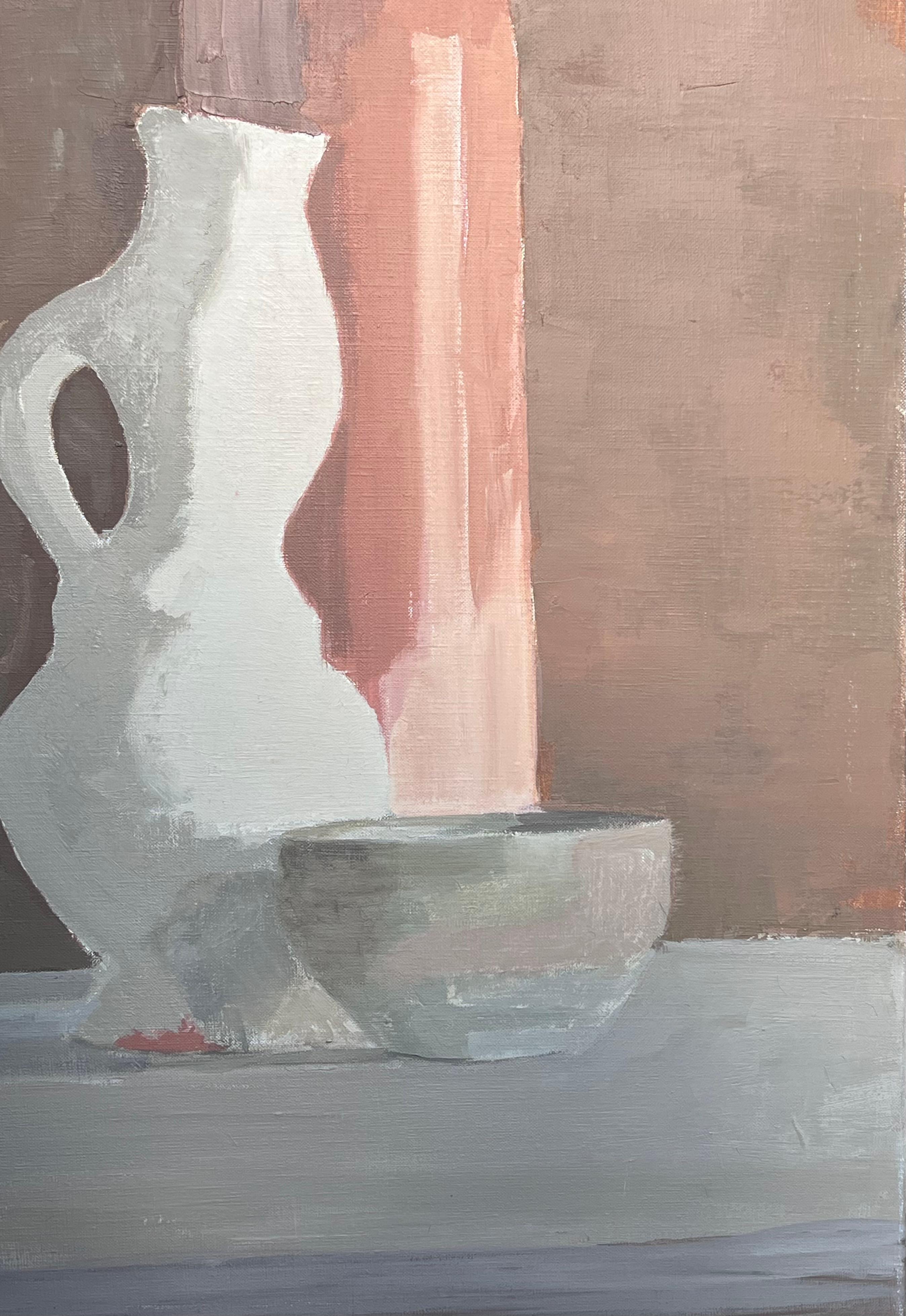 Peinture à l'huile moderniste française du 20e siècle Nature morte Vases et bol - Cubisme Painting par Laure Noetzin-Azam (French 1929-2024)