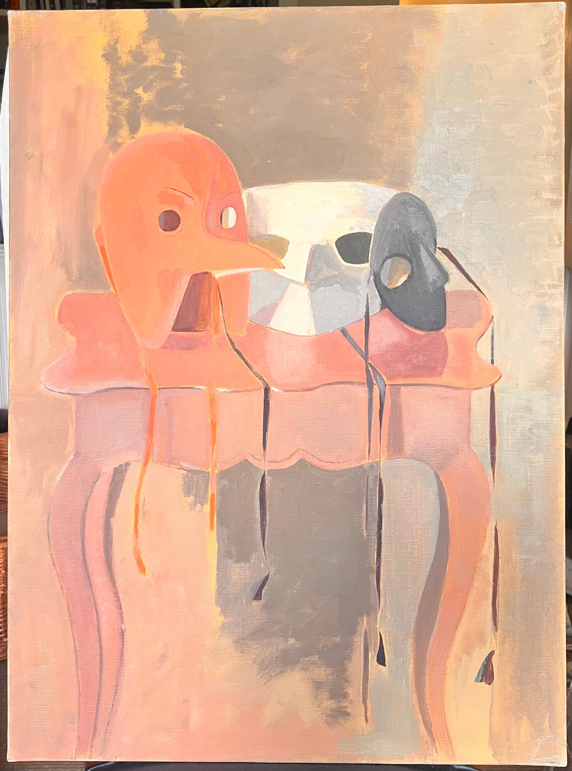 20. Jahrhundert Französisch Modernist Ölgemälde venezianischen Masken Stillleben – Painting von Laure Noetzin-Azam (French 1929-2024)