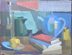 20th Century French Original Oil Painting Modernist Kitchen Interior Still Life