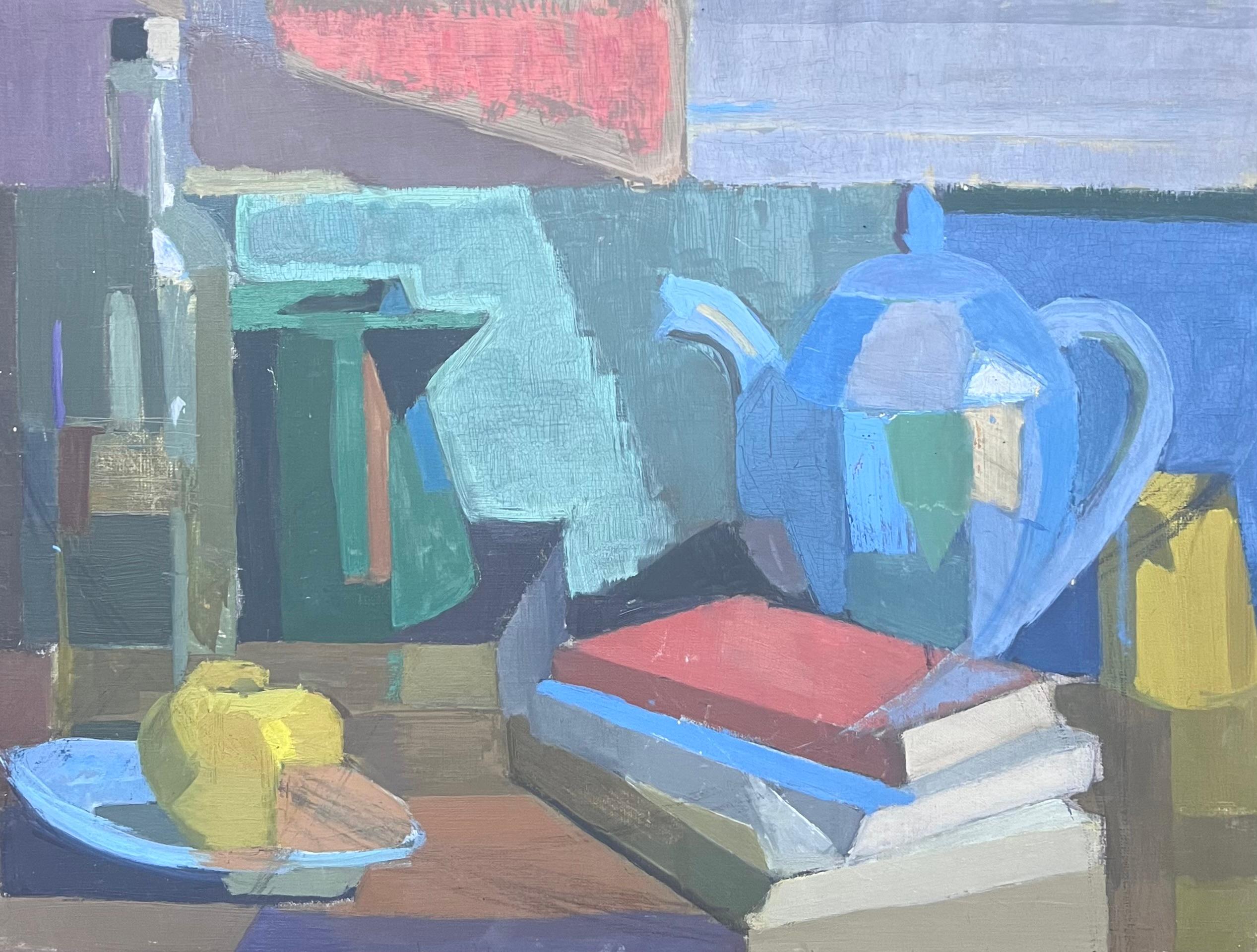 20th Century French Original Oil Painting Modernist Kitchen Interior Still Life