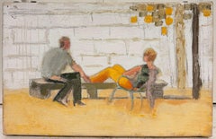 Couple Relaxing in a Autumnal Parisian Square French Modernist Painting