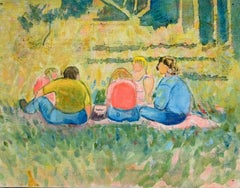 Family Enjoying a Picnic in a Summer Park French Modernist Painting