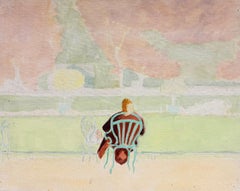 Figure Relaxing in the Luxembourg Gardens Paris French Modernist 20th Century