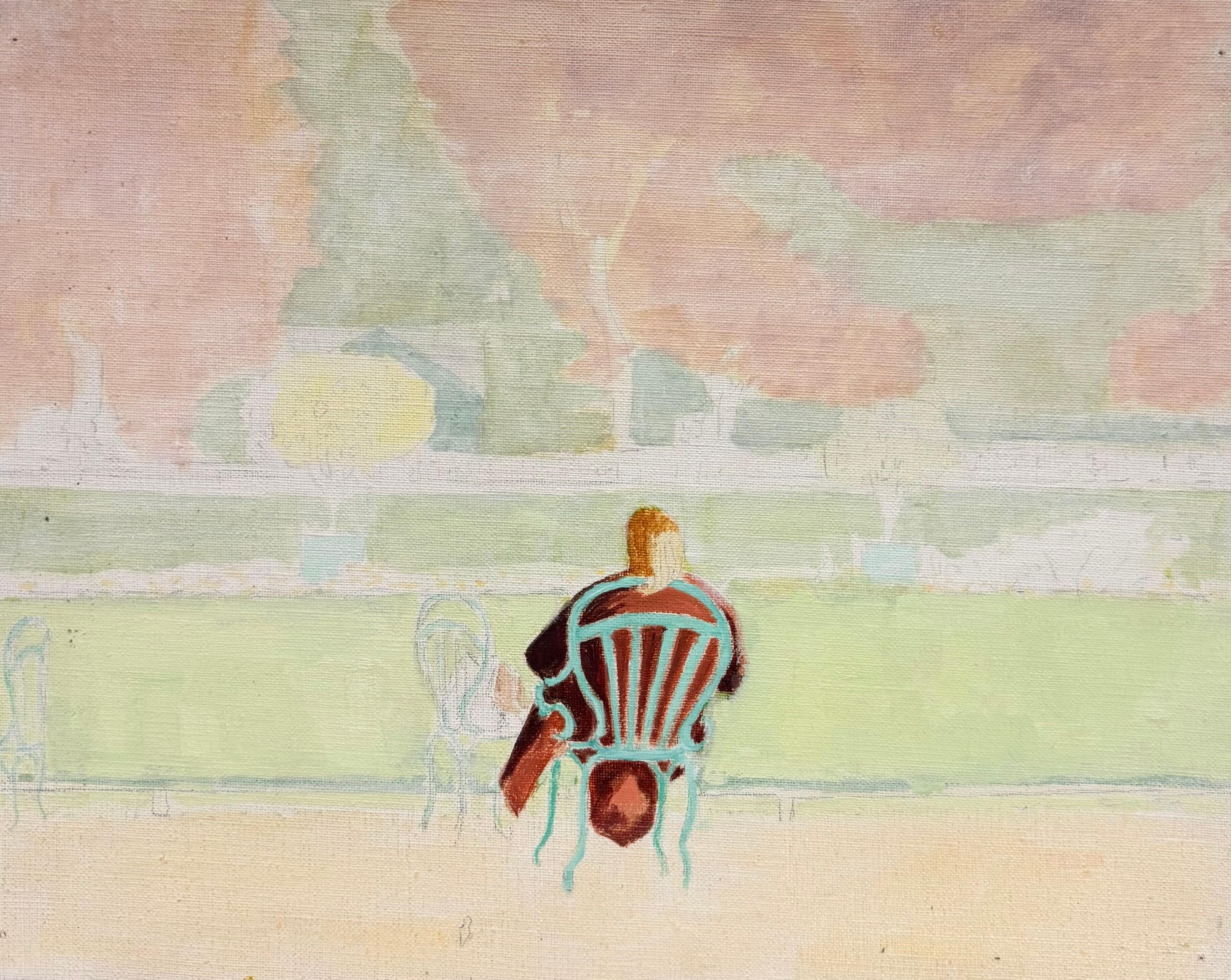 Figure Relaxing in the Luxembourg Gardens Paris French Modernist 20th Century
