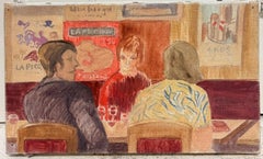 Figures Dining in a Paris Bistro French Modernist 20th Century Painting