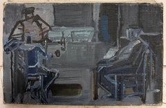 Figures in a Jazz Paris Café Interior French Modernist 20th Century Painting