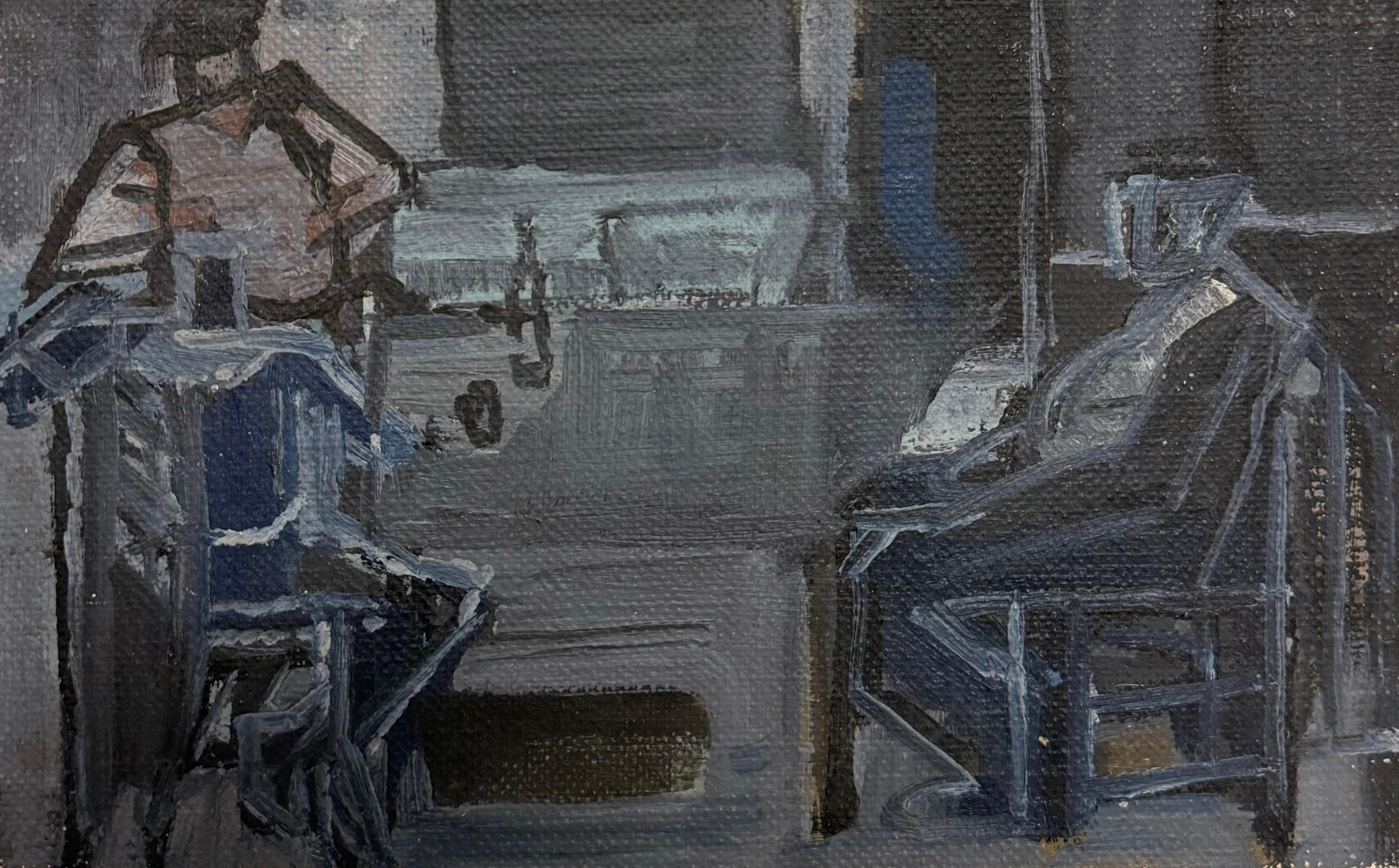 Figures in a Jazz Paris Café Interior French Modernist 20th Century Painting