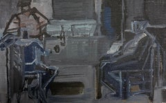 Figures in a Jazz Paris Café Interior French Modernist 20th Century Painting