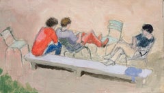 Personnages se reposant dans les Jardins du Luxembourg, Paris, modernisme français, XXe siècle
