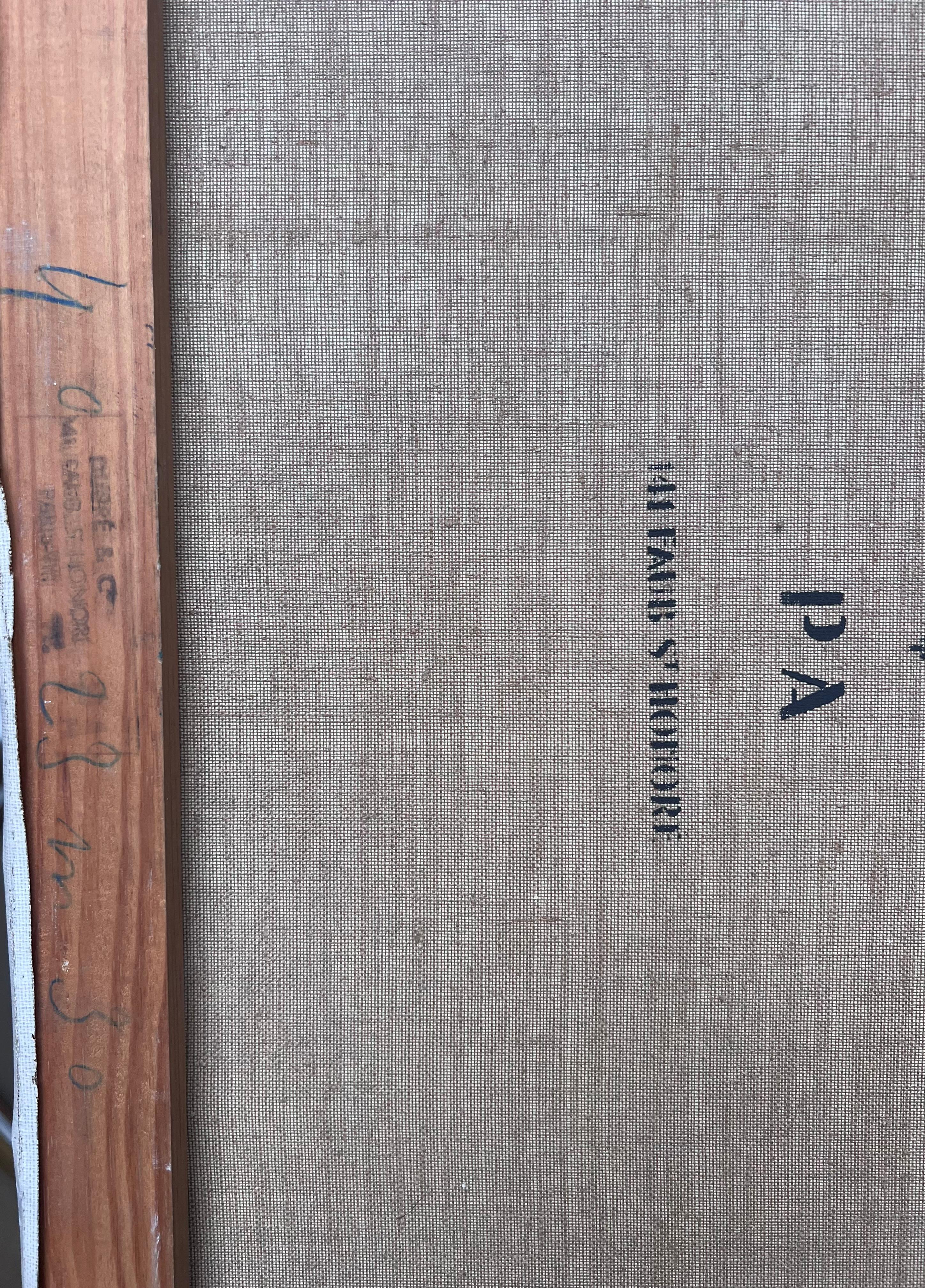 Belle peinture à l'huile cubiste française du 20e siècle Femme nue assise dans une pièce intérieure en vente 5