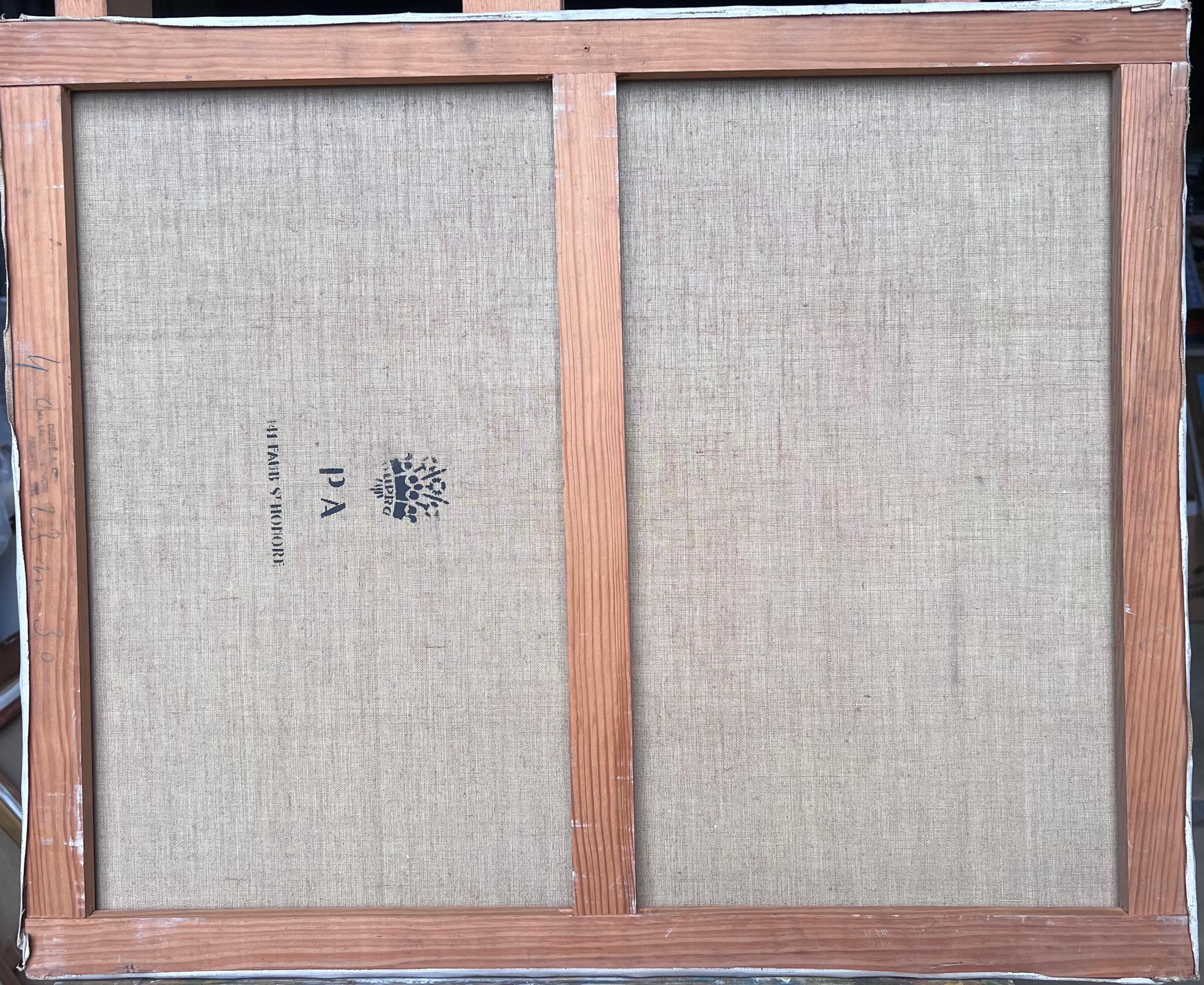 Belle peinture à l'huile cubiste française du 20e siècle Femme nue assise dans une pièce intérieure en vente 4