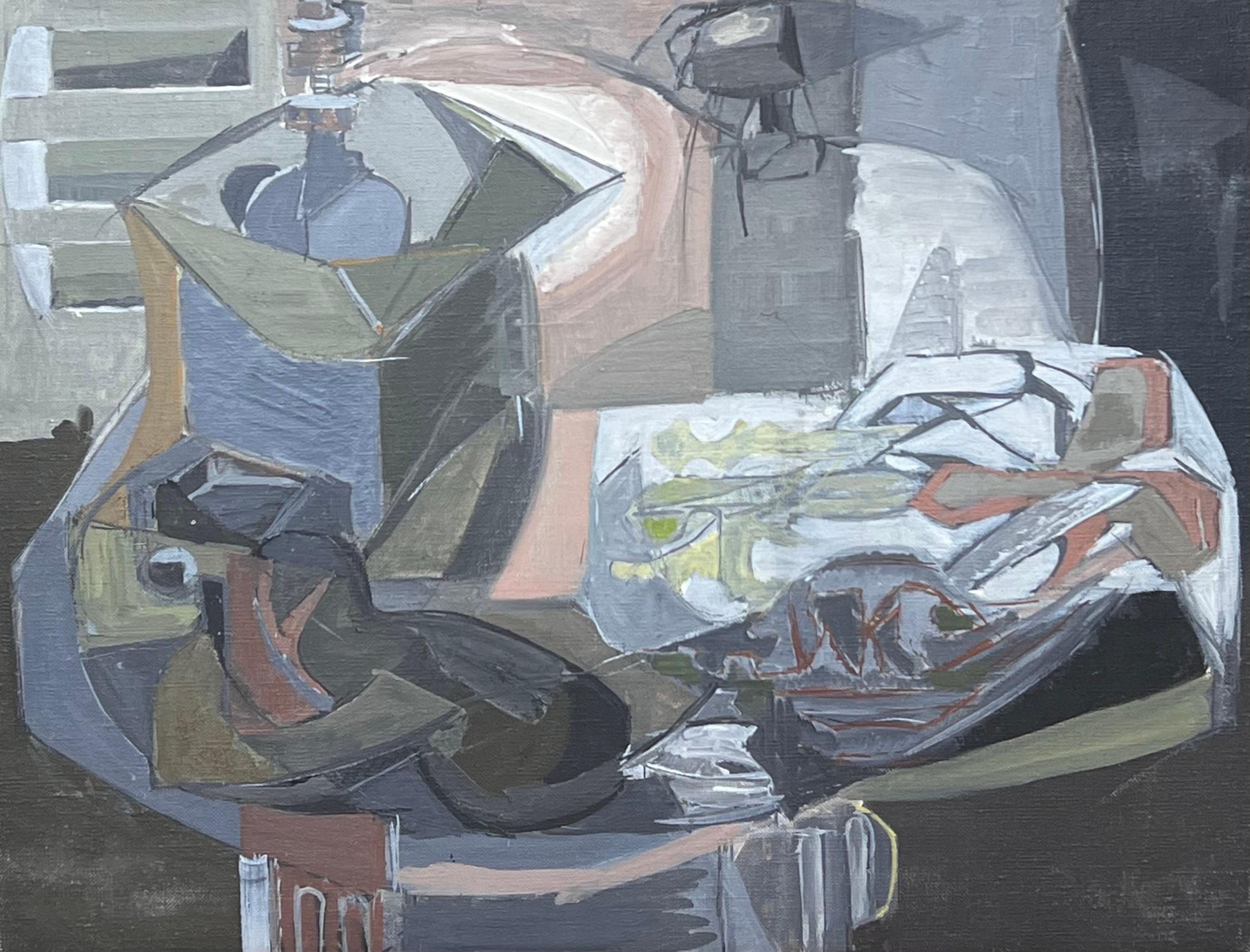 Feine 20. Jahrhundert Französisch kubistischen Stillleben Grau gedämpfte Töne Ölgemälde