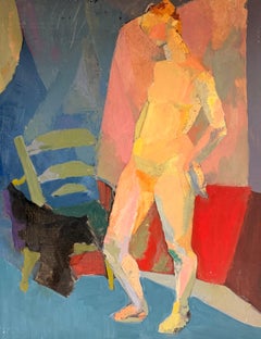 Fine 20th Century French Modernist Cubist Nude Woman Oil Painting Portrait