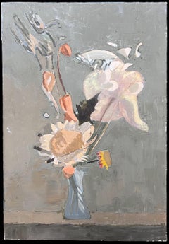 Fine 20th Century French Modernist Oil Painting Elegant Still Life Flowers Vase