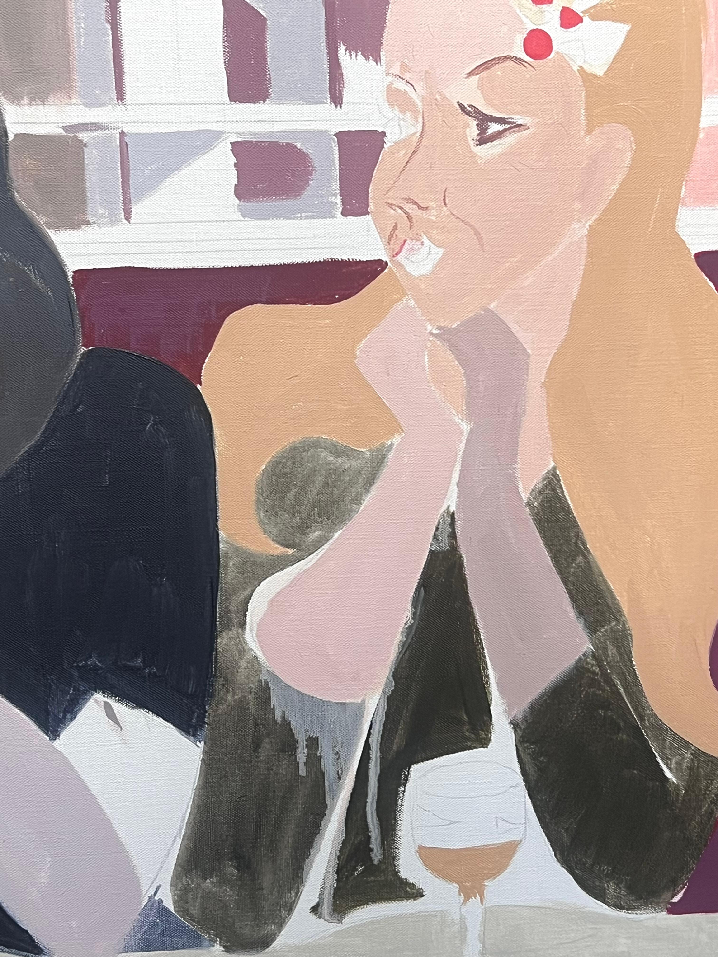 Au bar
par Laure Noetzin-Azam (française 1929-2024) élève d'André LHOTE
huile sur toile, non encadrée
toile : 25 x 21 pouces
Provenance : tous les tableaux de cet artiste que nous possédons proviennent de la succession de l'artiste à Paris. 
Condit