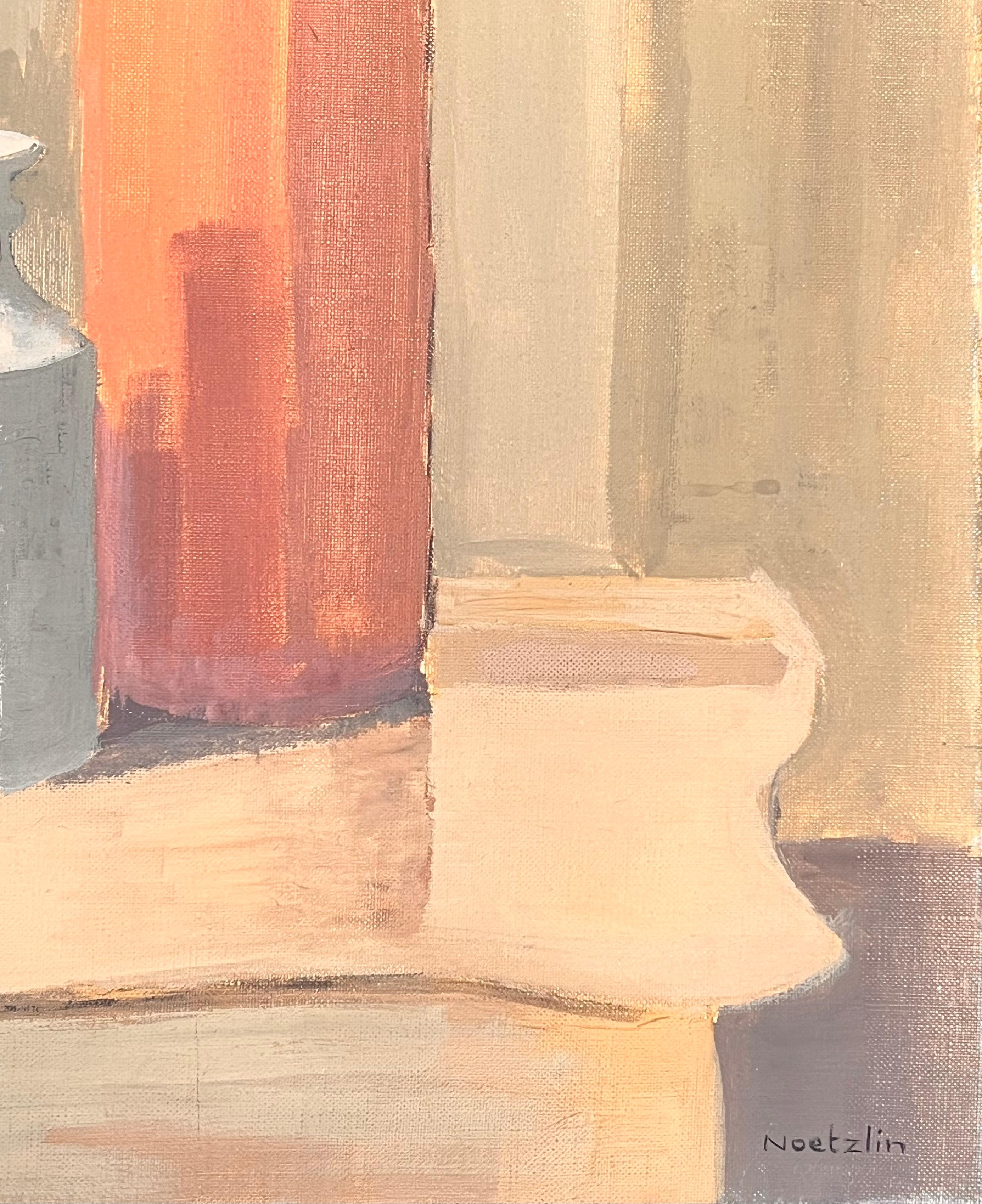 Feine 20. Jahrhundert Französisch Modernist Ölgemälde Stillleben Flaschen & Vasen im Angebot 1