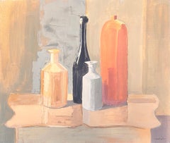 Fine 20th Century French Modernist Oil Painting Still Life Bottles & Vases