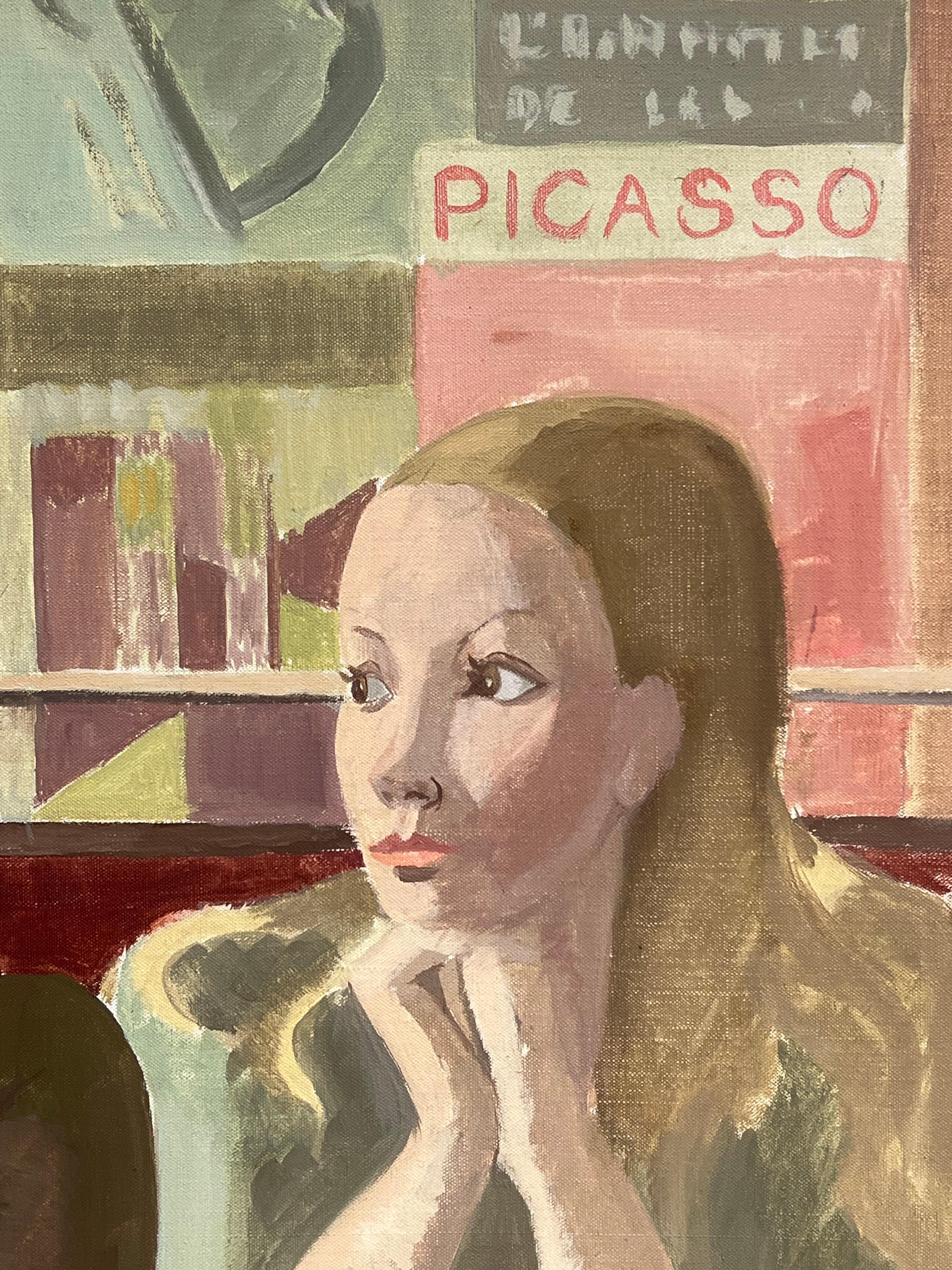 Gedanken in der Bar
von Laure Noetzin-Azam (Französisch 1929-2024), Schülerin von André LHOTE
signiertes Öl auf Leinwand, gerahmt
Gerahmt: 26,5 x 22 Zoll
Leinwand: 26 x 21 Zoll
Provenienz: Alle Gemälde, die wir von diesem Künstler besitzen, stammen