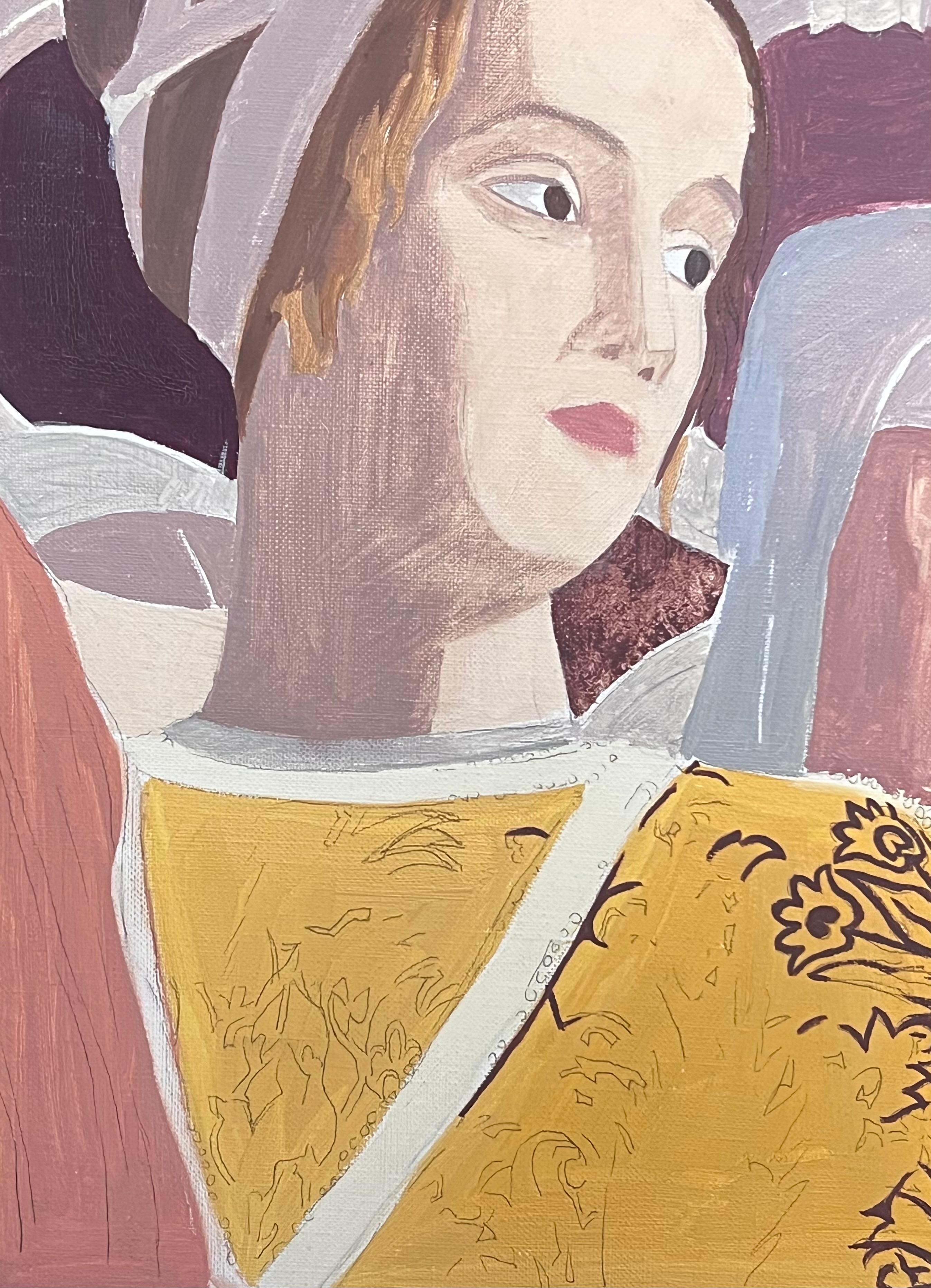 Feine 20. Jahrhundert Französisch Modernist Ölgemälde Junge und alte Nonnen Porträts im Angebot 1