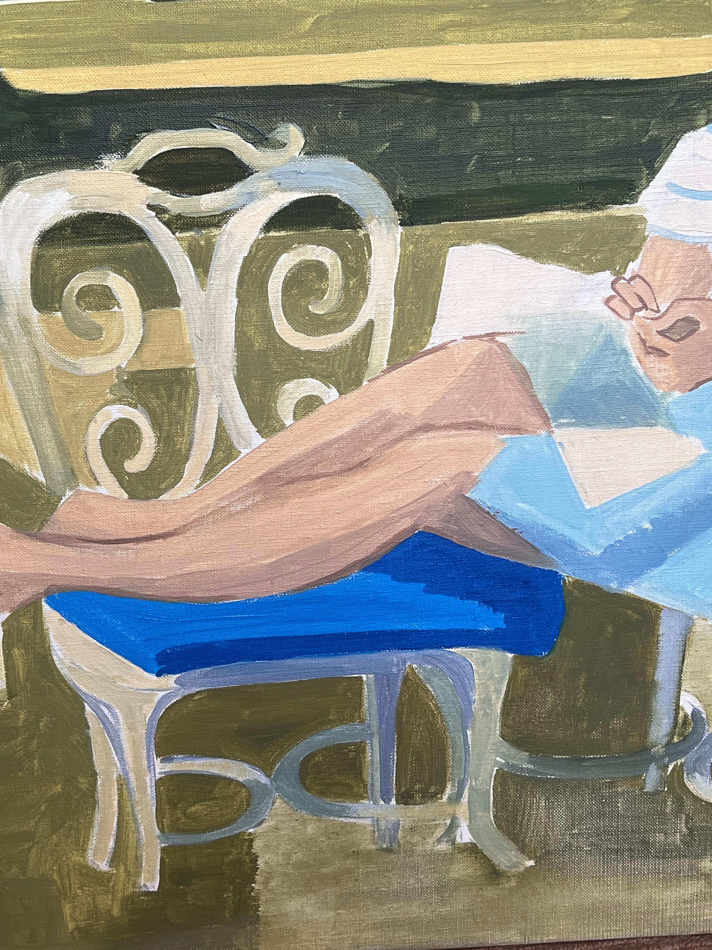 Porträt einer jungen Frau, die auf einem Stuhl sitzend im Garten liest
von Laure Noetzin-Azam (Französisch 1929-2024), Schülerin von André LHOTE
Öl auf Leinwand, ungerahmt
Leinwand: 20 x 25,5 Zoll
verso signiert
Provenienz: Alle Gemälde, die wir von