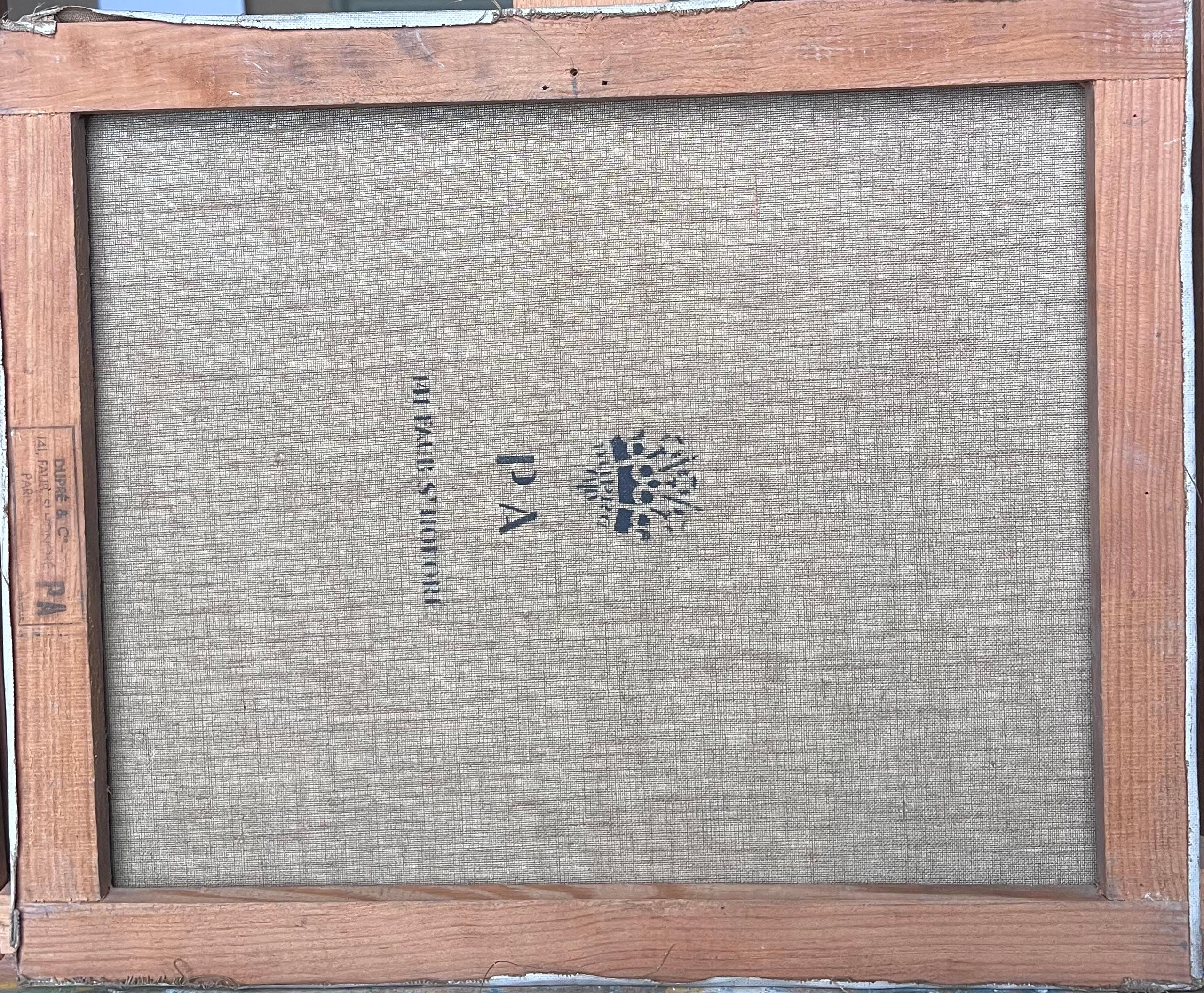 Feine 20. Jahrhundert Französisch Post kubistischen Ölgemälde Stadt Flusslandschaft & Brücke im Angebot 1