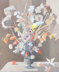 Fine 20th Century French Post Cubist Oil Painting Still Life Flowers