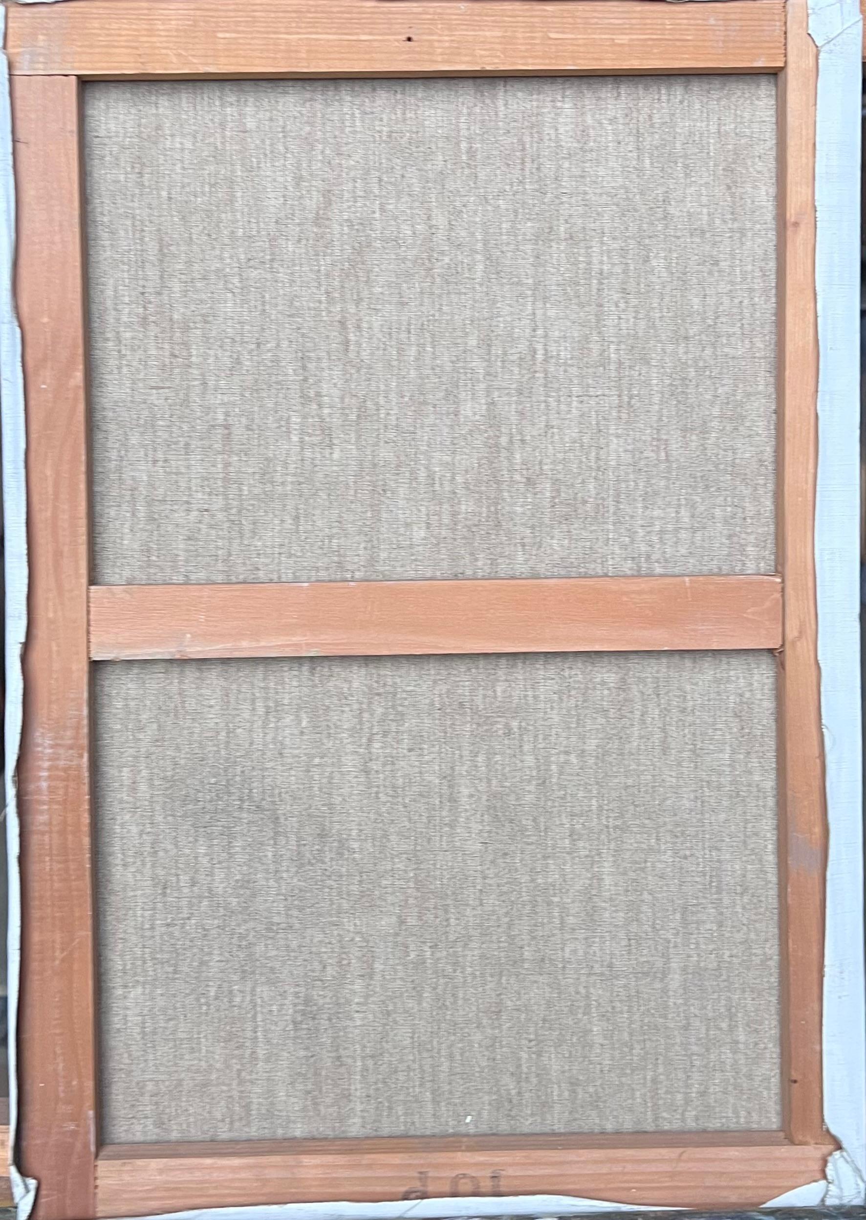 Feine 20. Jahrhundert Französisch Post kubistischen Ölgemälde Stillleben in blauen Vase im Angebot 2