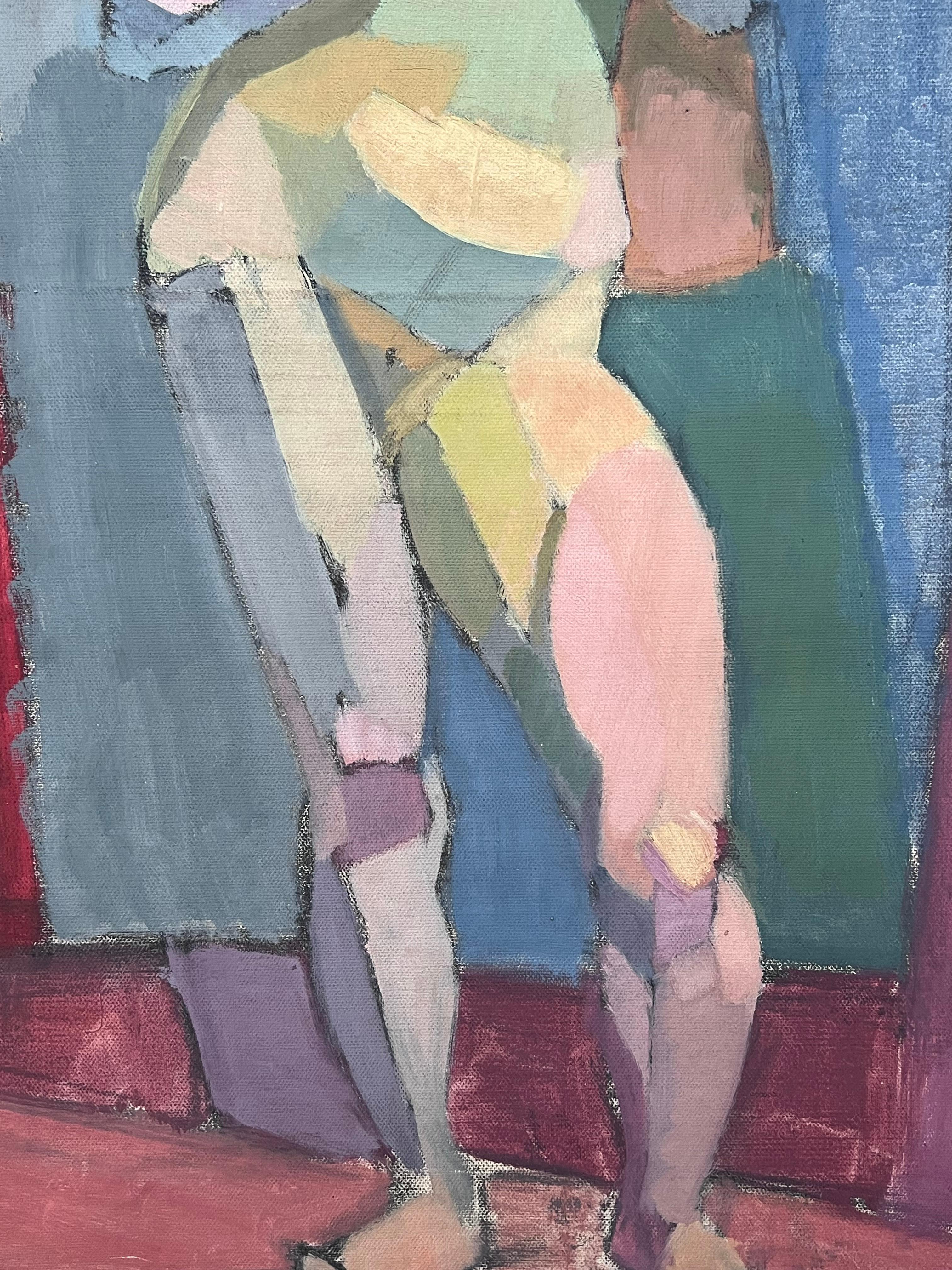 Das Aktmodell, kubistische Komposition
circa 1950er Jahre
von Laure Noetzin-Azam (Französisch 1929-2024), Schülerin von André LHOTE
Öl auf Leinwand, ungerahmt
Leinwand: 24 x 15 Zoll
Provenienz: Alle Gemälde, die wir von diesem Künstler besitzen,