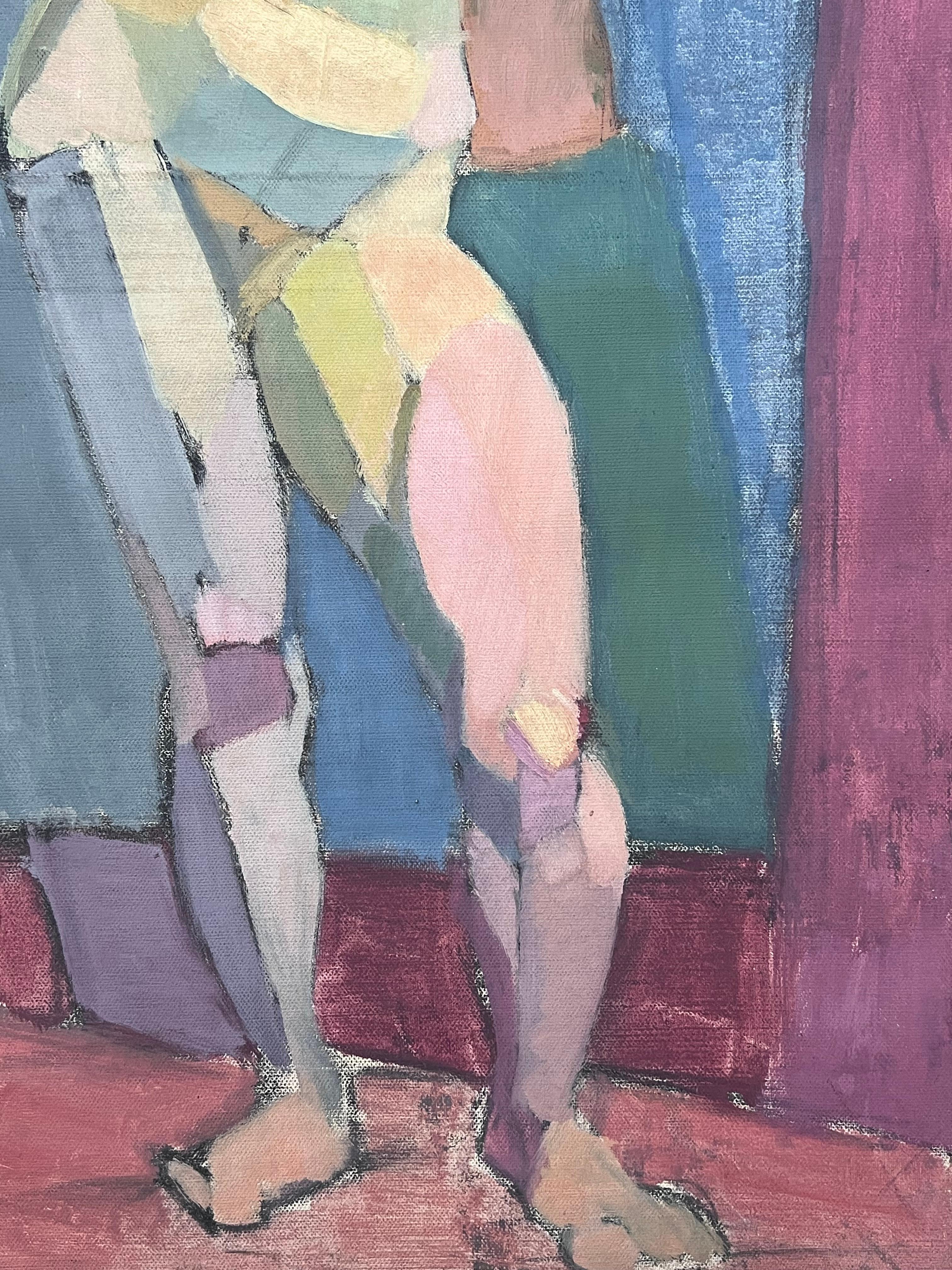 Fine Mitte des 20. Jahrhunderts Französisch kubistischen Ölgemälde Nude Woman Standing im Angebot 1