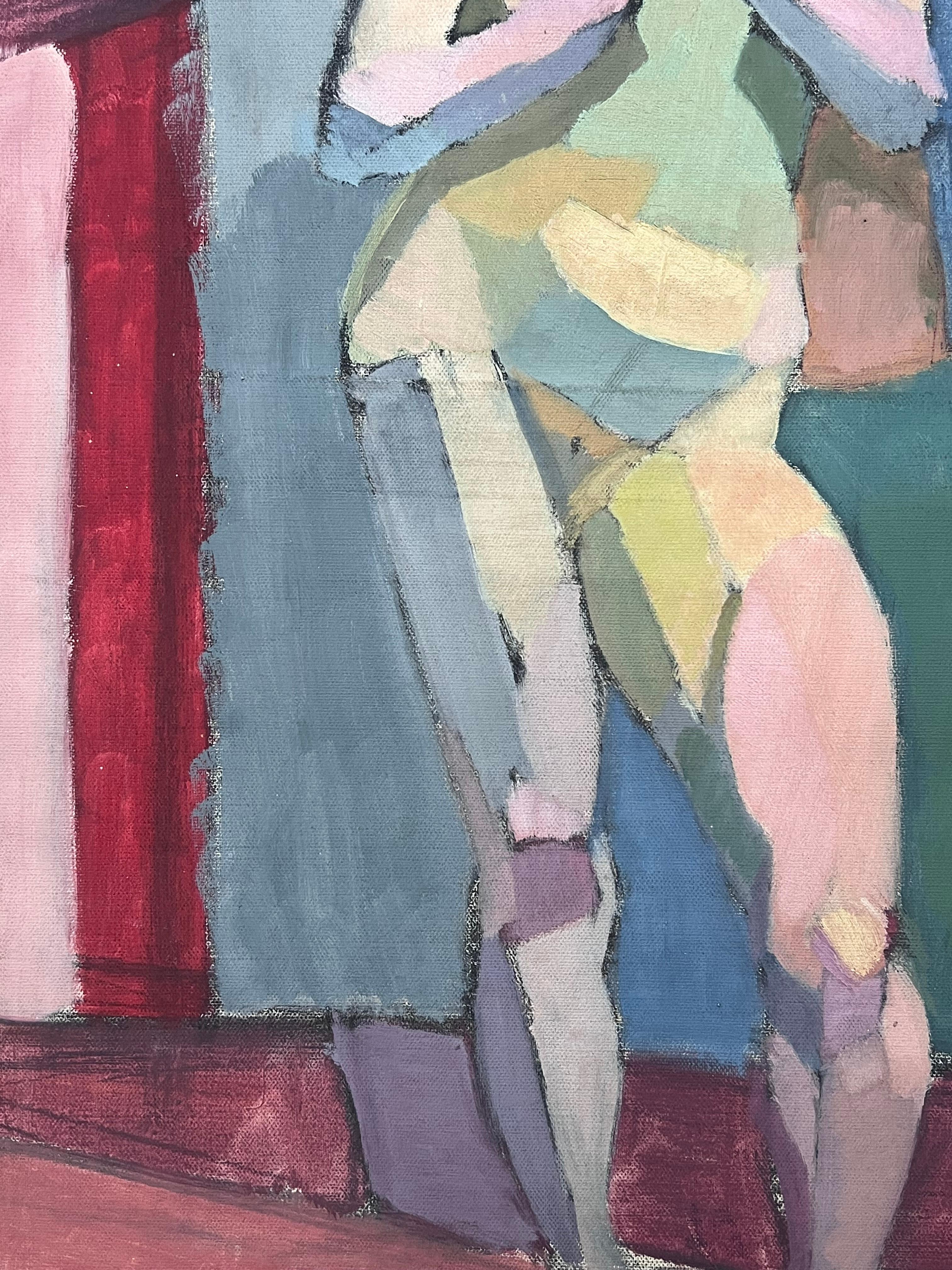 Fine Mitte des 20. Jahrhunderts Französisch kubistischen Ölgemälde Nude Woman Standing im Angebot 2