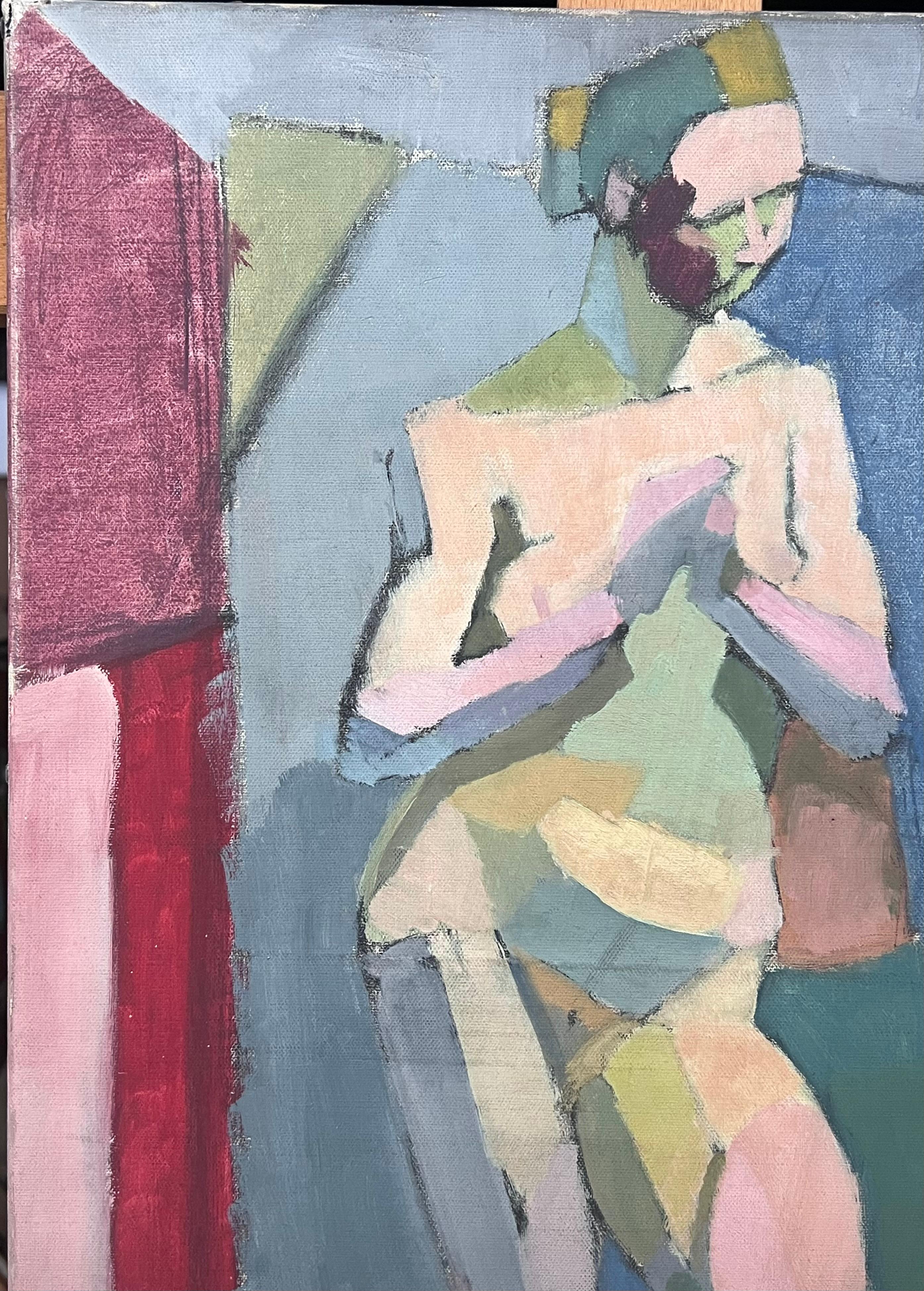 Fine Mitte des 20. Jahrhunderts Französisch kubistischen Ölgemälde Nude Woman Standing im Angebot 3