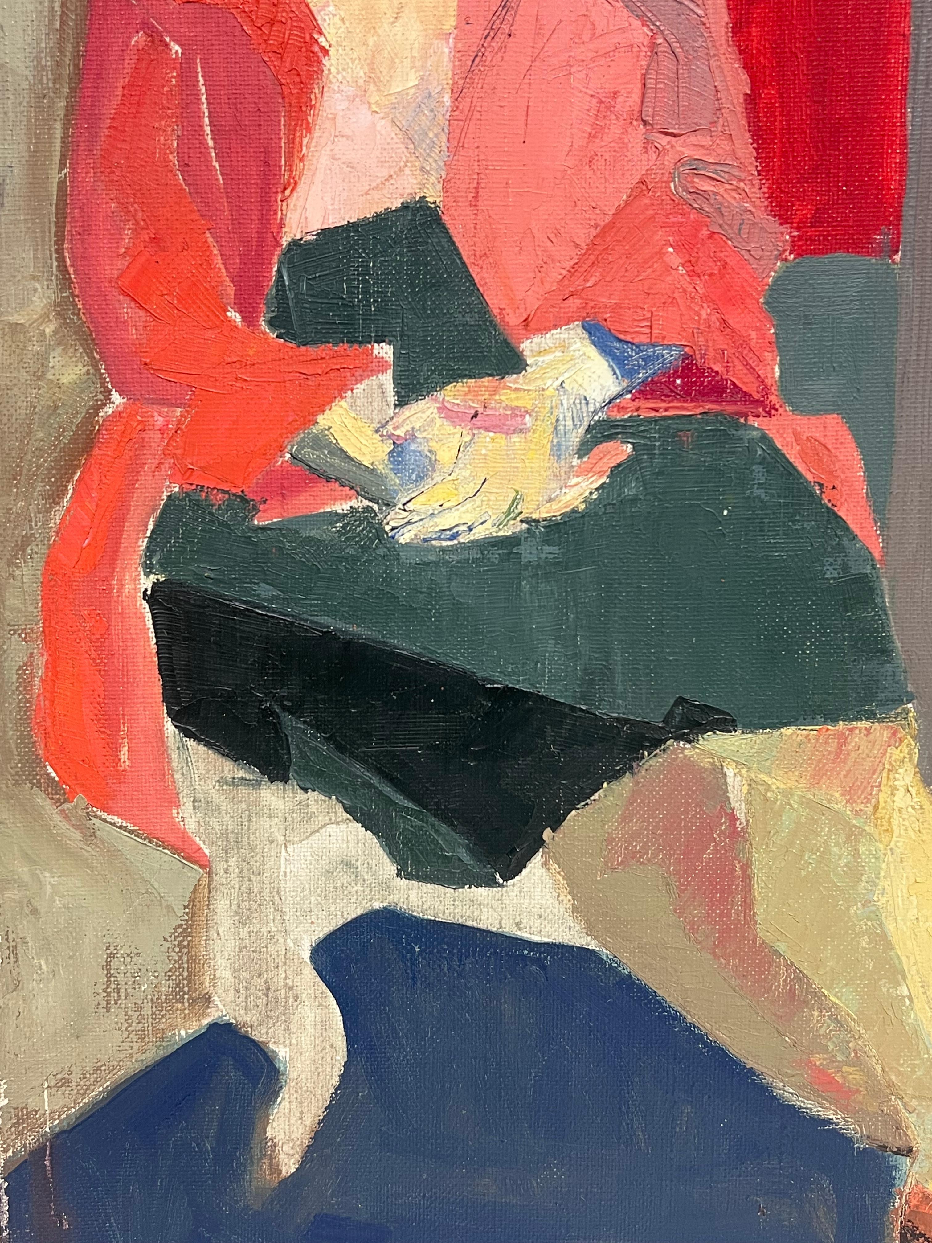 Feine Mitte des 20. Jahrhunderts Französisch kubistischen Ölgemälde Porträt der eckigen sitzende Dame im Angebot 3