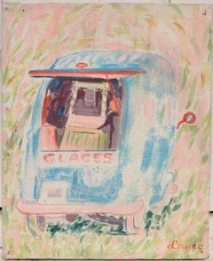 French Ice Cream Van in a Landscape French Modernist 20th Century Painting