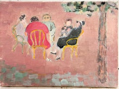 Donne che chiacchierano in un parco parigino – Dipinto modernista francese del XX secolo