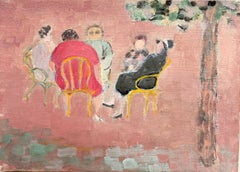 Donne che chiacchierano in un parco parigino – Dipinto modernista francese del XX secolo
