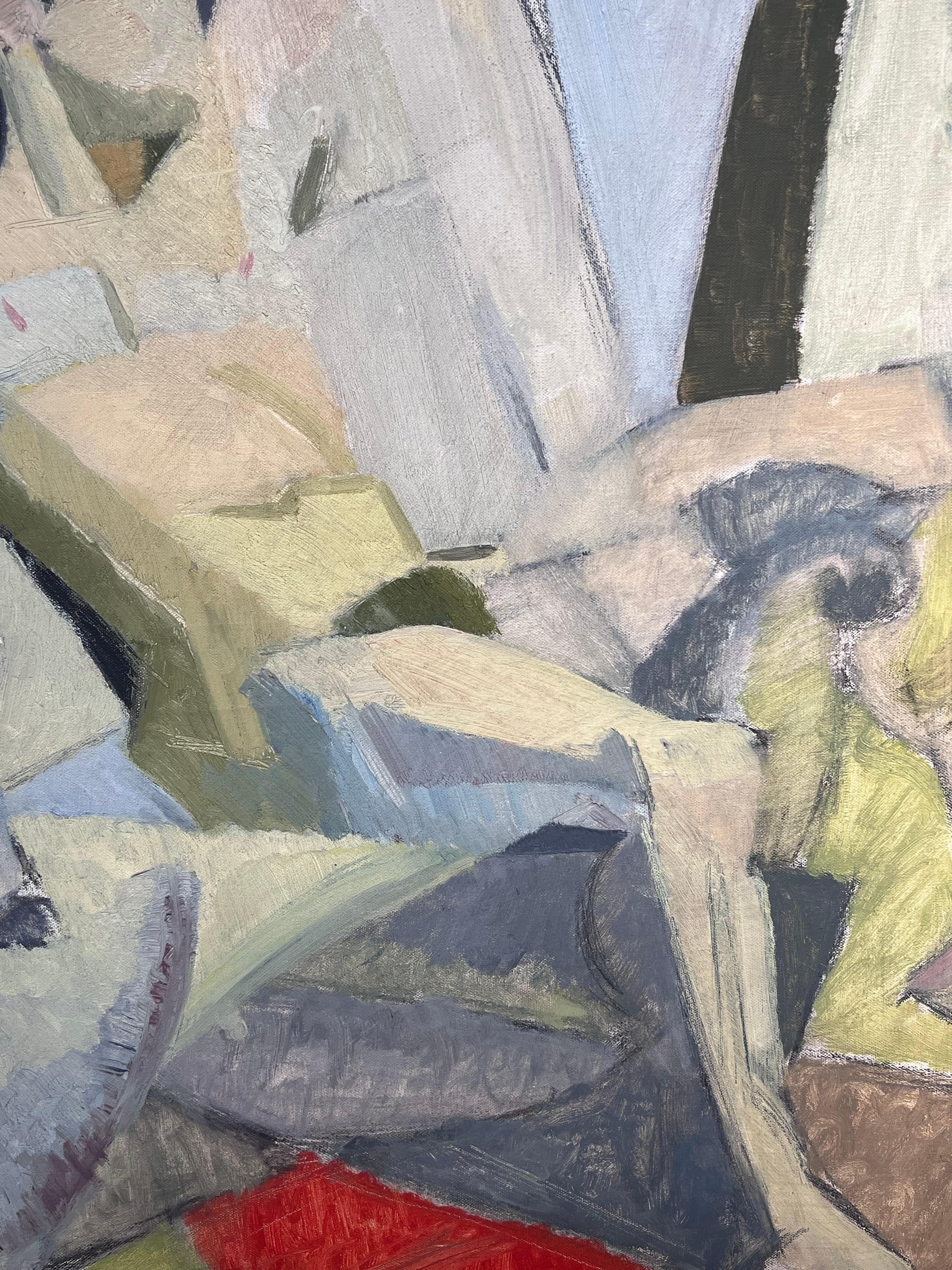 Mitte des 20. Jahrhunderts Französisch Modernist Kubist Ölgemälde Weiblicher Akt Künstler Modell im Angebot 2