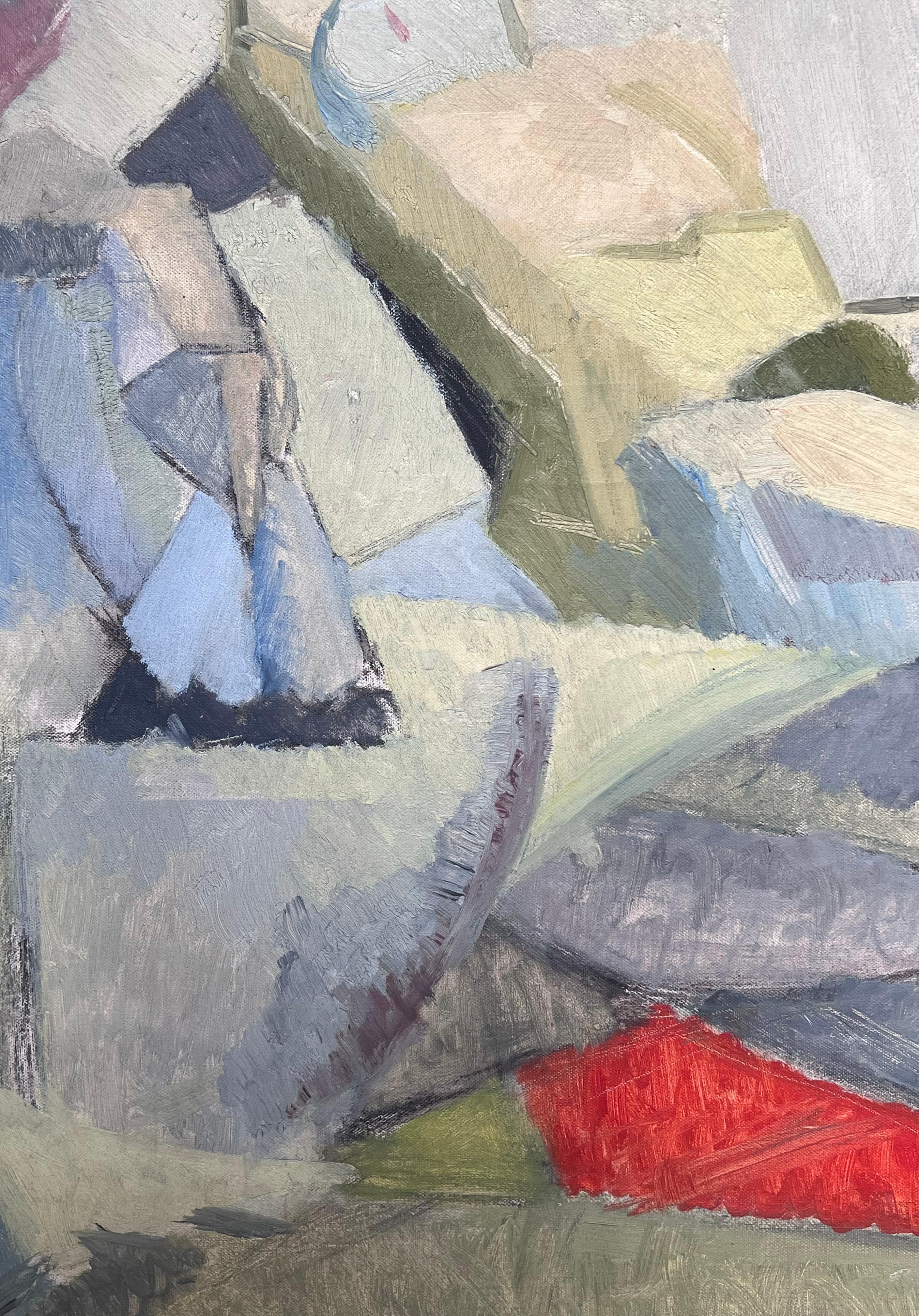 Mitte des 20. Jahrhunderts Französisch Modernist Kubist Ölgemälde Weiblicher Akt Künstler Modell im Angebot 4