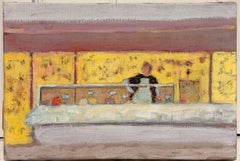Parisian Ice Cream Parlour Interior French Modernist 20th Century Oil Painting