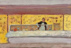 Parisian Ice Cream Parlour Interior French Modernist 20th Century Oil Painting