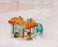 Parisian Orange Cart French Modernist 20th Century Painting