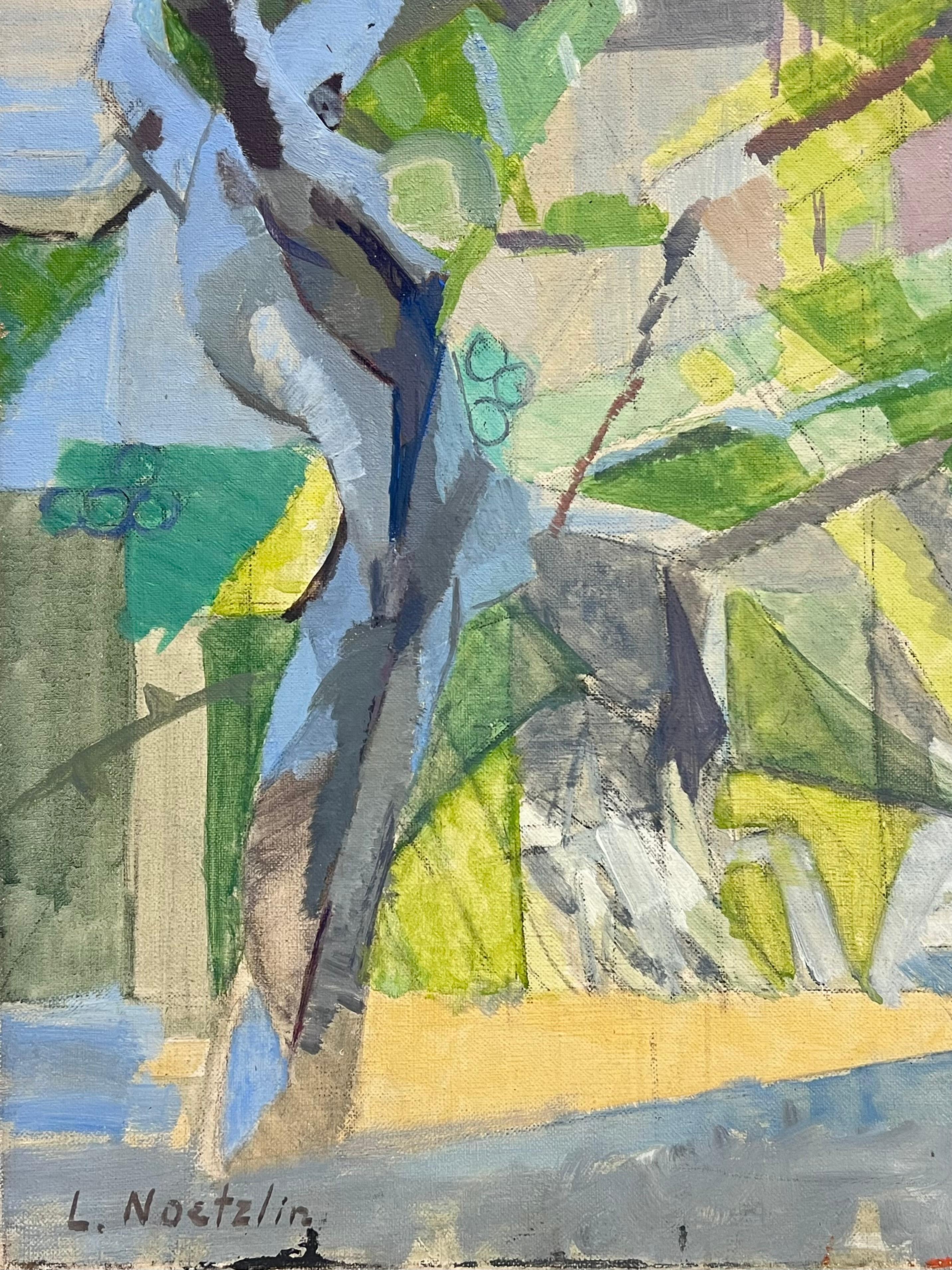 Pittura ad olio cubista francese del XX secolo firmata Costruzione di una città in vendita 1