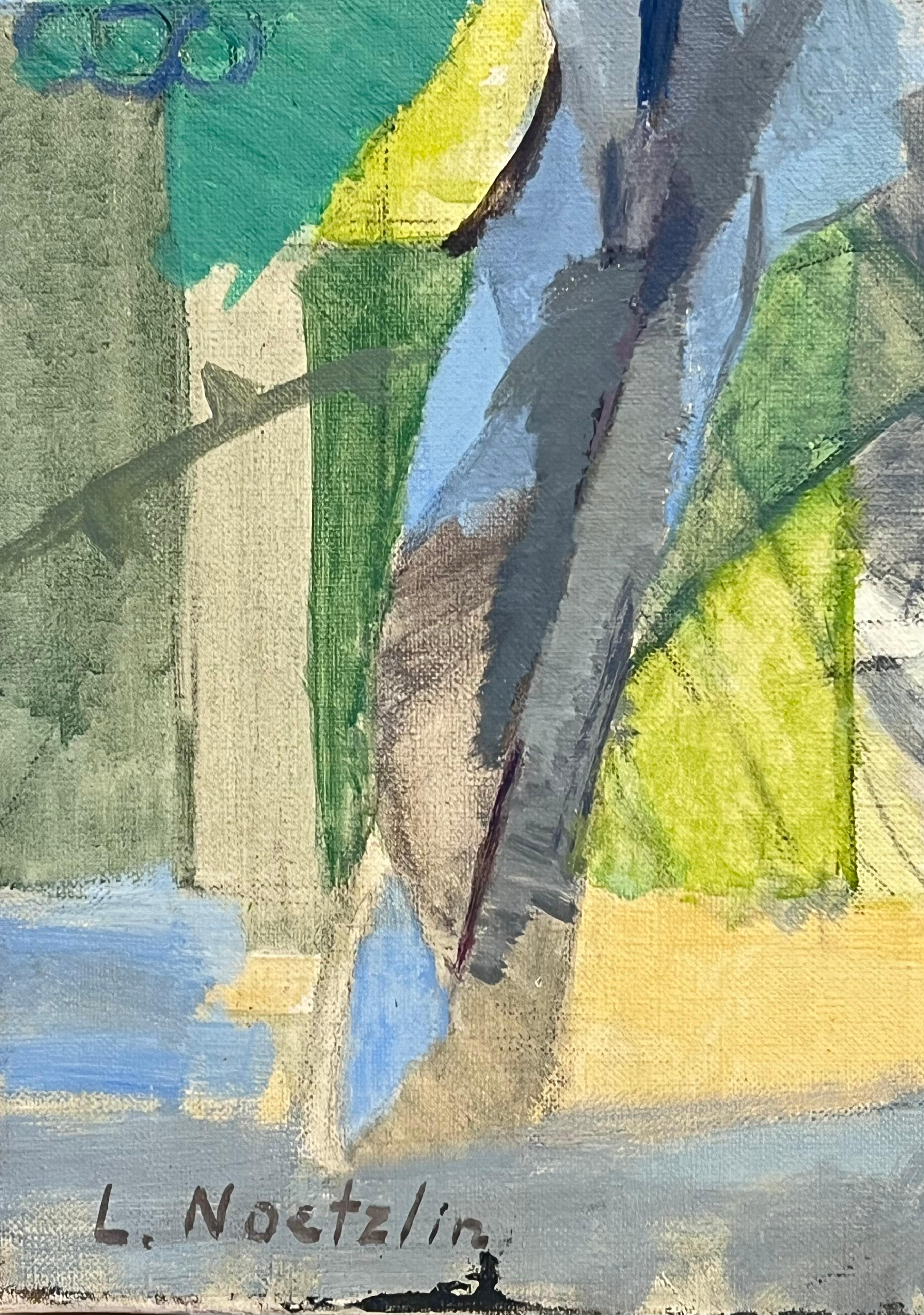 Pittura ad olio cubista francese del XX secolo firmata Costruzione di una città in vendita 2