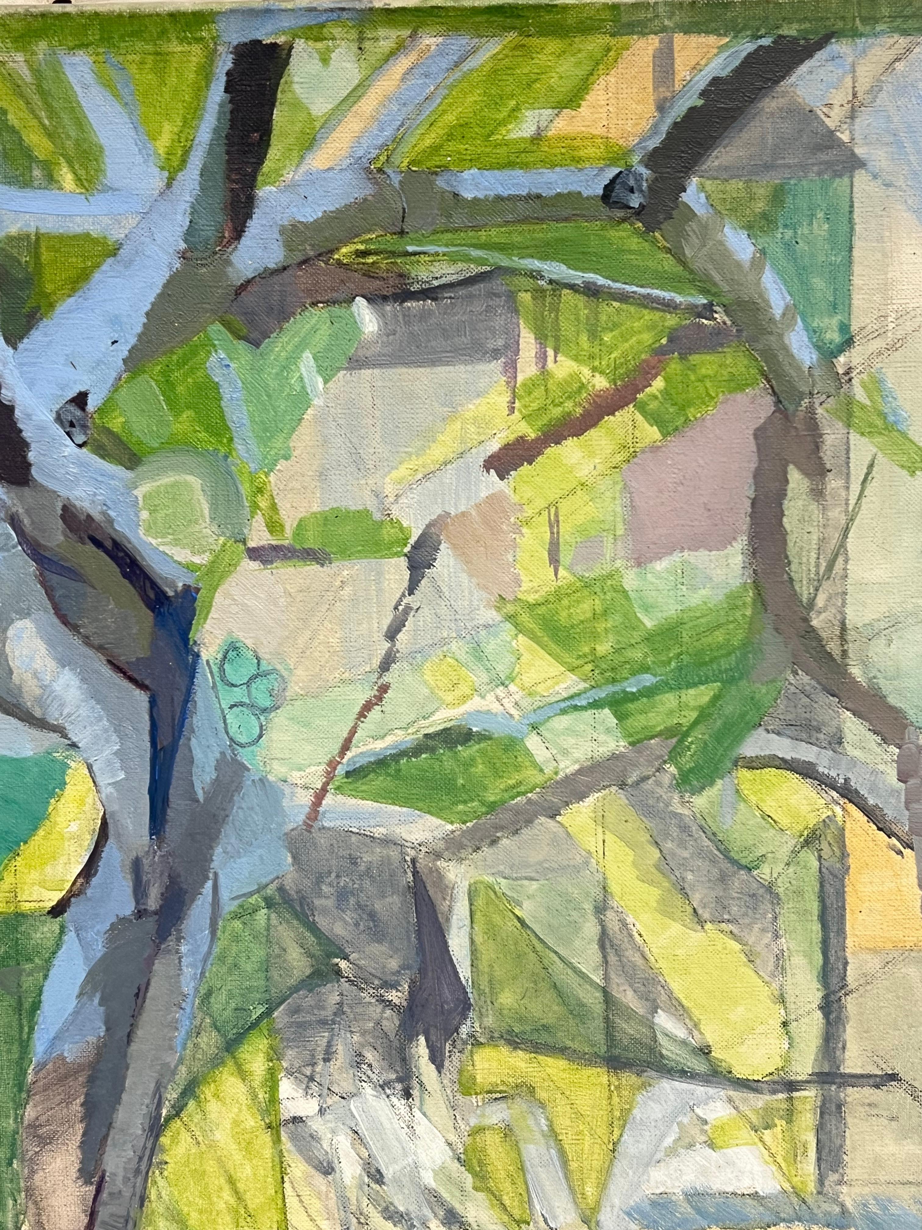 Pittura ad olio cubista francese del XX secolo firmata Costruzione di una città in vendita 3