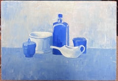 Still Life in Blue 20th Century French Modernist Oil Painting